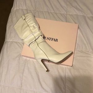 Just fab white heeled boots